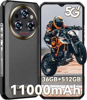 OUKITEL WP35 Pro Rugged Smartphone 5G - 36GB 512GB Android 14 Rugged Phone, 11000mAh Large Battery, 6.6" FHD  Corning Screen, Dual Sim Cell Phone, 64MP 32MP Camera, NFC/OTG/BT5.2/GPS, T-Mobile, Black