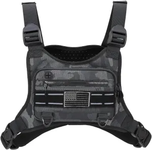 Outdoor Sports Chest Bag for Men and Women, Tactical Vest For Running, Hiking, Cycling, EDC Travel Chest Pack Rig, Water Resistant Lightweight Front Running Vest Bag With Extra Storage