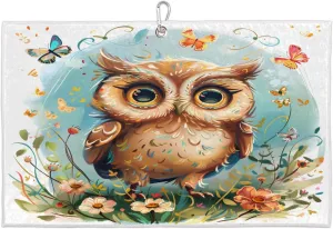Owl Flower Leaf Butterfly Golf Towel with Heavy Duty Carabiner Ultra Absorbent Quick Dry Perfect for Cleaning Clubs Balls Gear Essential Golf Accessory for Men Women Kids