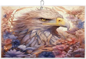Parrot Flower Watercolor Golf Towel with Heavy Duty Carabiner Ultra Absorbent Quick Dry Perfect for Cleaning Clubs Balls Gear Essential Golf Accessory for Men Women Kids