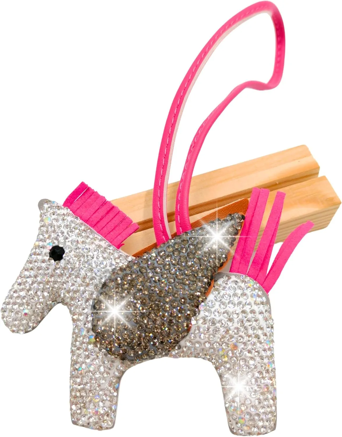 Pegasus Keychain, Horse Keychain, Rhinestone Keychain, Purse Charms, Rhinestone Bag Charm, Bling Keyring, Pony, PU Leather