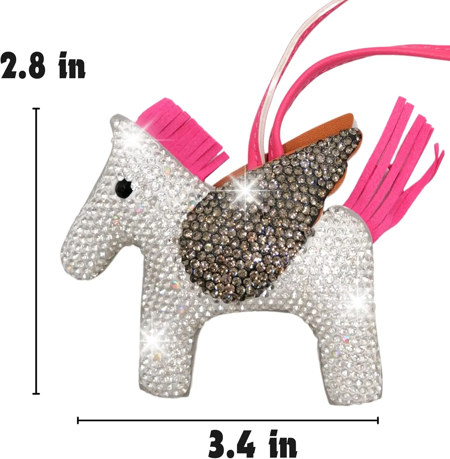 Pegasus Keychain, Horse Keychain, Rhinestone Keychain, Purse Charms, Rhinestone Bag Charm, Bling Keyring, Pony, PU Leather