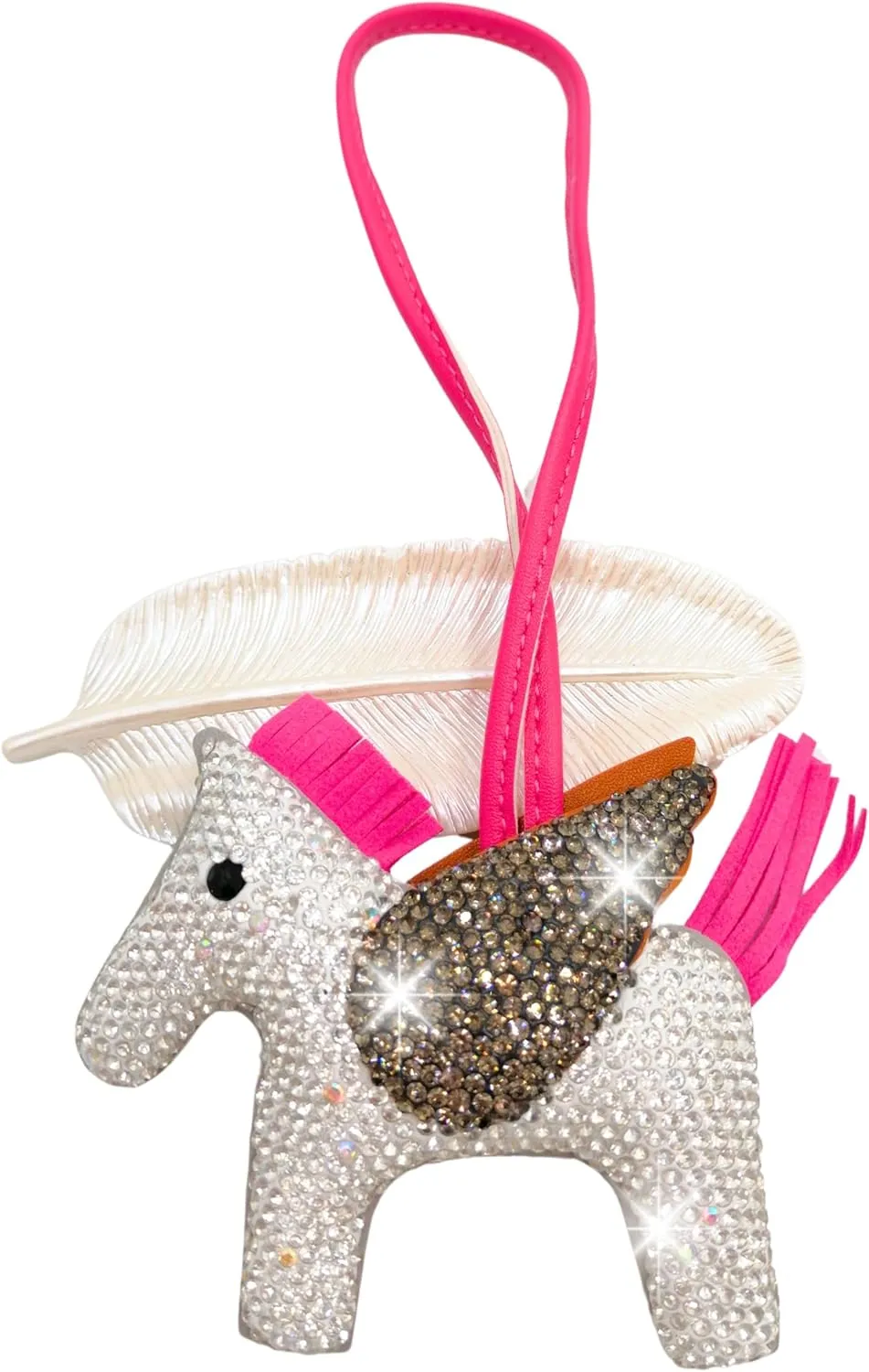 Pegasus Keychain, Horse Keychain, Rhinestone Keychain, Purse Charms, Rhinestone Bag Charm, Bling Keyring, Pony, PU Leather