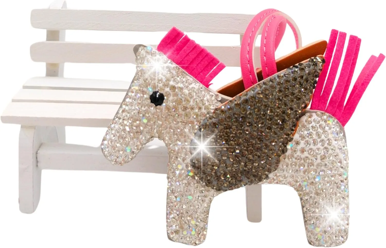 Pegasus Keychain, Horse Keychain, Rhinestone Keychain, Purse Charms, Rhinestone Bag Charm, Bling Keyring, Pony, PU Leather