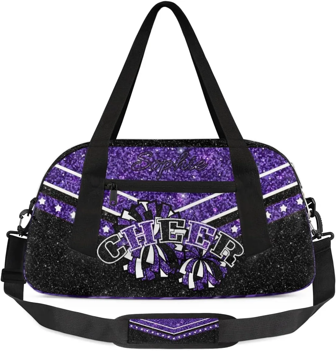 Personalized Cheer Bag for Girls, Custom Name Cheerleader Bag, SportS Gym Duffle for Women Dark Purple