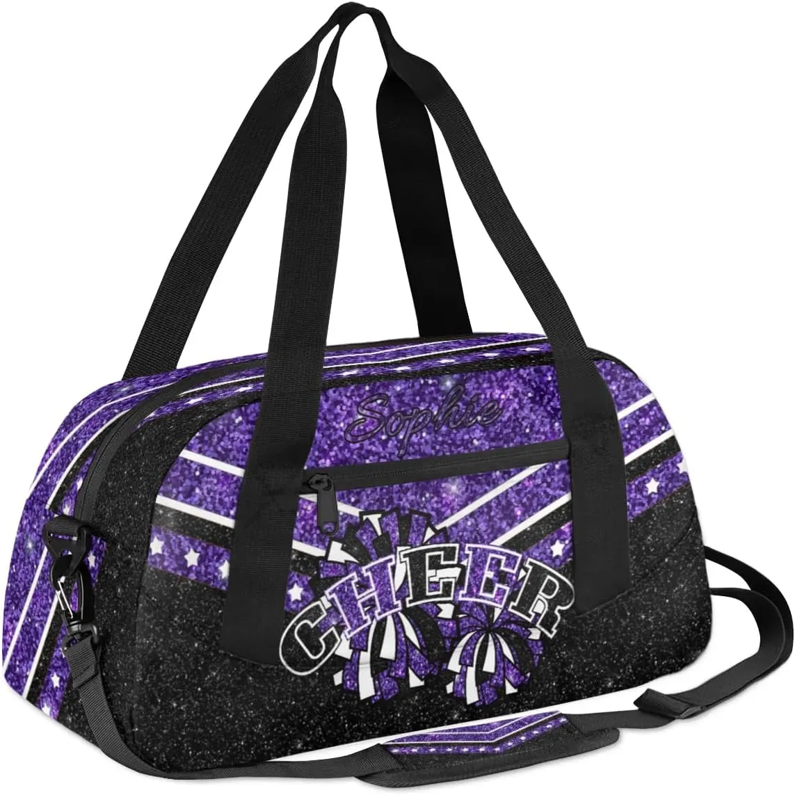 Personalized Cheer Bag for Girls, Custom Name Cheerleader Bag, SportS Gym Duffle for Women Dark Purple