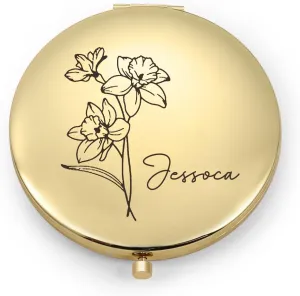 Personalized Compact Mirror for Women - Custom Birthflower Portable Travel Makeup Handheld Small Mirror for Women Mom Bridesmaid Mother Gift Mother Day Birthday