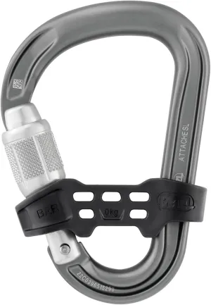 PETZL Attache BAR Pear-Shaped Locking Carabiner with unidirectional Positioning bar, Screw-Lock, Gray