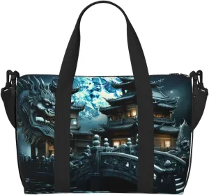 Phayah Dragon Turtle Bridge Travel Duffel Bag Handbag Carry-On Luggage Bag Overnight Foldable Unisex Airline Travel Personal Items Bag