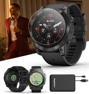 PlayBetter Garmin epix Pro (Gen 2) Sapphire (Carbon Gray DLC/Black, 51mm) GPS Outdoor Watch Bundle - AMOLED Display & Built-in Flashlight - Includes Screen Protectors & Portable Charger