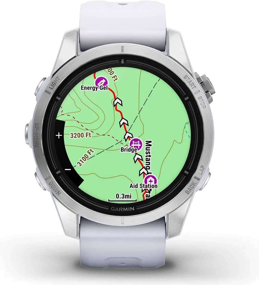 PlayBetter Garmin epix Pro (Gen 2) (Silver/Whitestone, 42mm) GPS Outdoor Watch Bundle - AMOLED Display & Built-in Flashlight - Includes Screen Protectors & Portable Charger