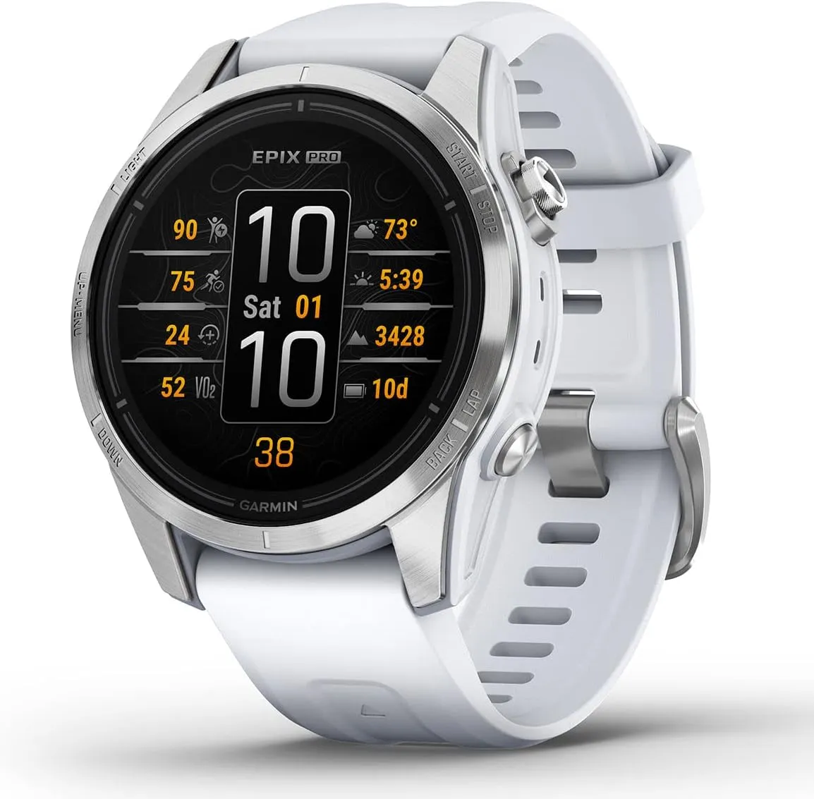 PlayBetter Garmin epix Pro (Gen 2) (Silver/Whitestone, 42mm) GPS Outdoor Watch Bundle - AMOLED Display & Built-in Flashlight - Includes Screen Protectors & Portable Charger
