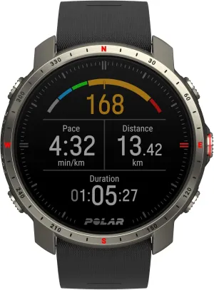 POLAR Grit X Pro Titan - Premium Outdoor GPS Sports Watch - Military-Durability,Wrist-Based Heart Rate Monitor,M/L,Black/Red - Titan