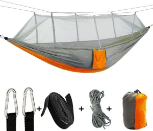 Portable Camping Hammock with Mosquito Net - 5 Colors (Orange/Gray)