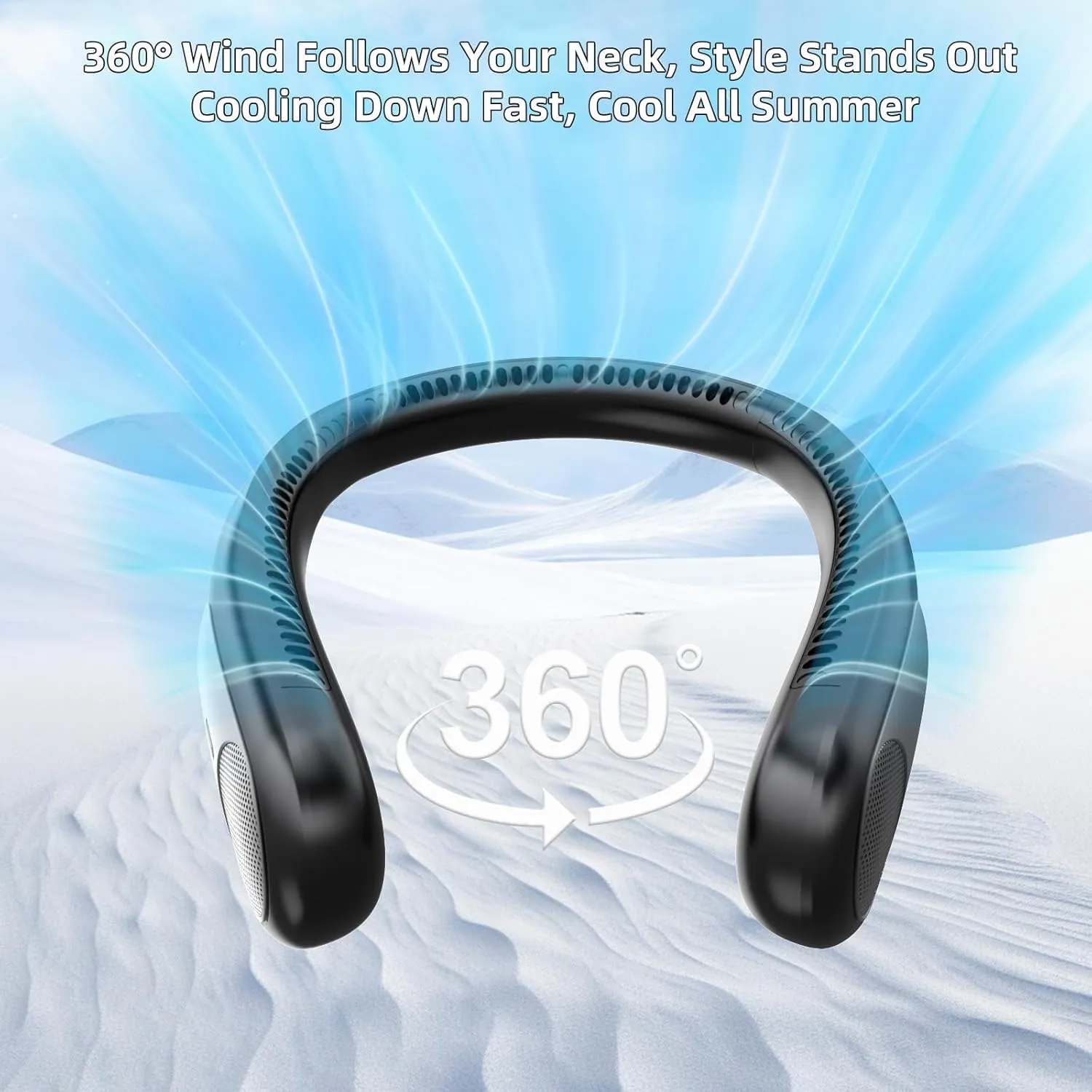 Portable Neck Fan,Personal Hands Free Bladeless Fan,360° Strong Cooling Fan,LED Display, 4-Speeds,6000mAh USB Rechargeable,Long Use Time,Wearable Fan,Gifts for Men Women Dad Mom (Black)