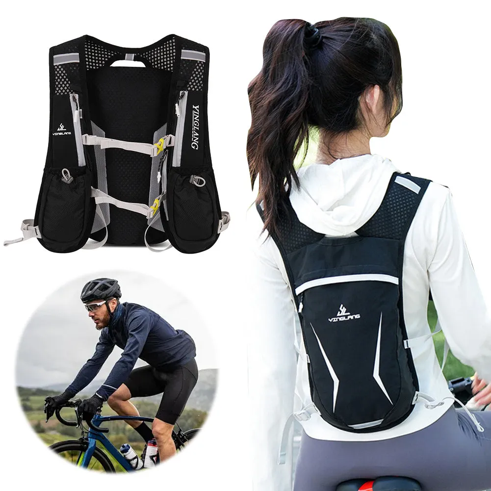 Premium Hydration Running Backpack – 5L Ultra-Lightweight Breathable Vest for Marathon, Cycling, and Hiking – Comfortable, Multi-pocket Pack with Reflective Safety Strips