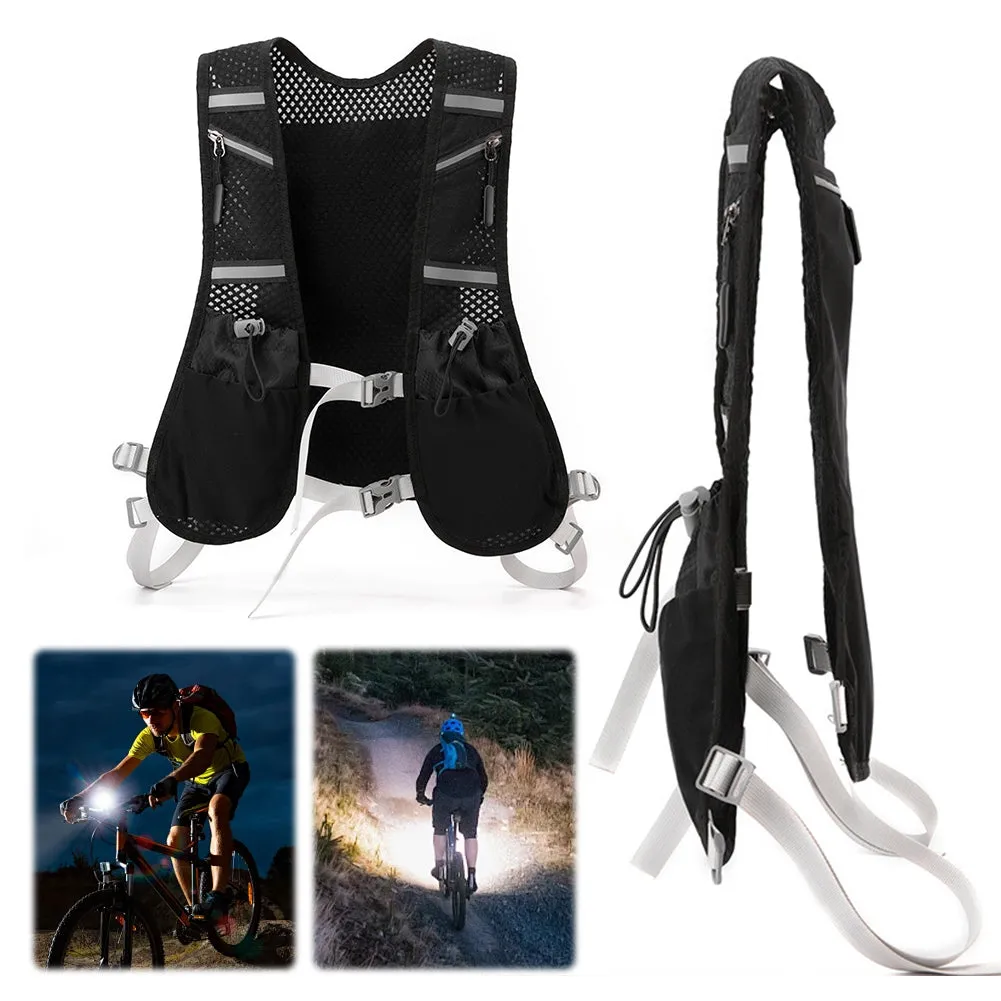 Premium Hydration Running Backpack – 5L Ultra-Lightweight Breathable Vest for Marathon, Cycling, and Hiking – Comfortable, Multi-pocket Pack with Reflective Safety Strips