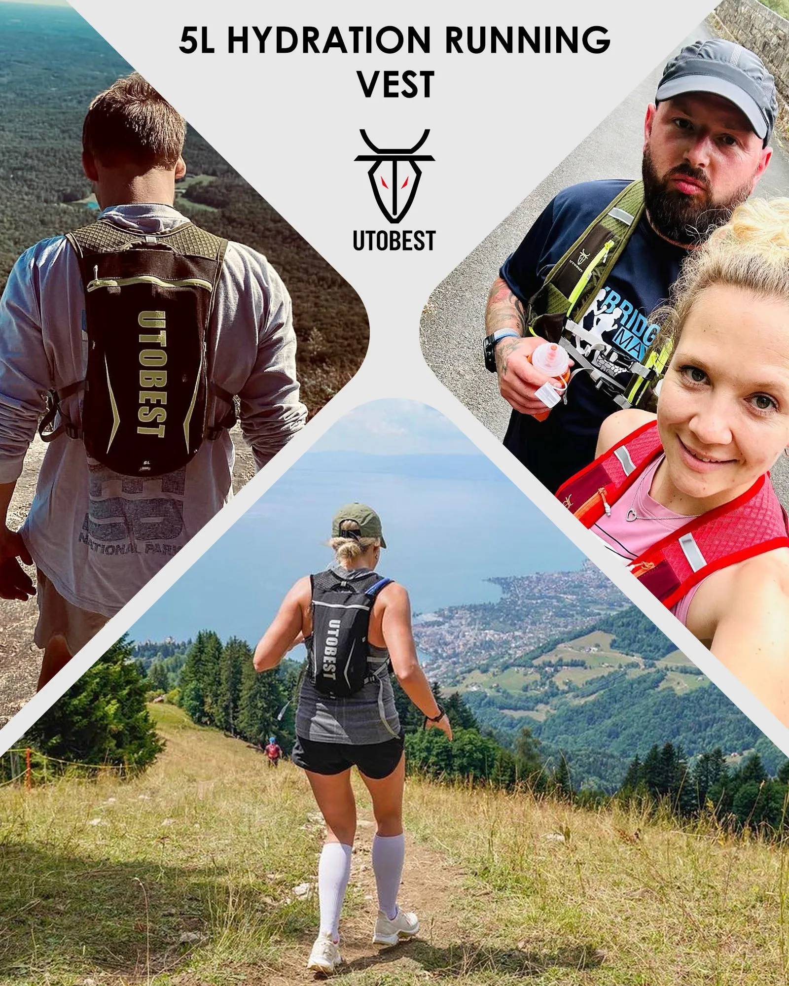 Premium Hydration Running Backpack – 5L Ultra-Lightweight Breathable Vest for Marathon, Cycling, and Hiking – Comfortable, Multi-pocket Pack with Reflective Safety Strips