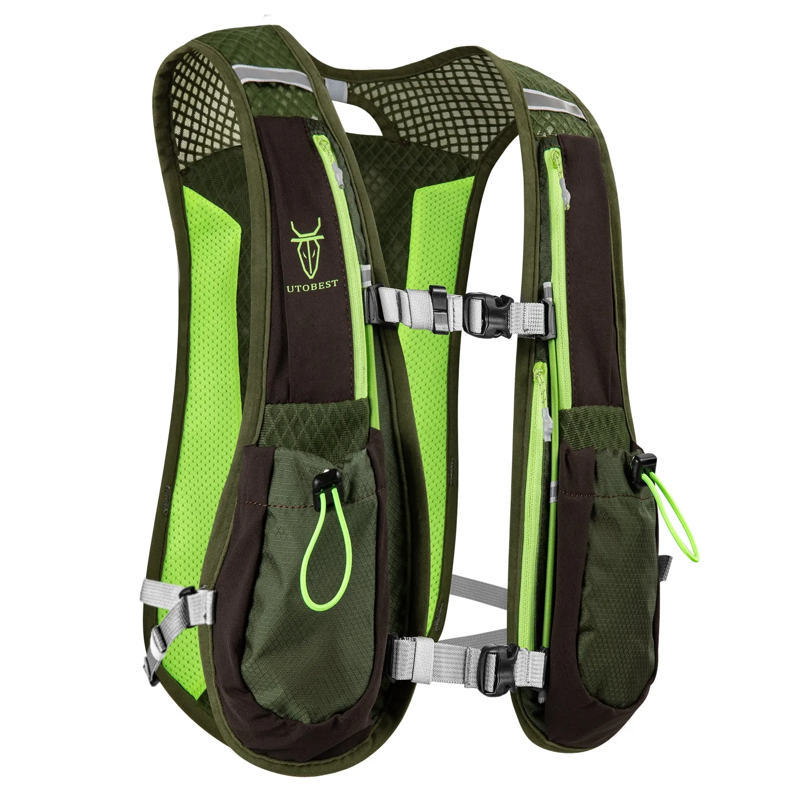 Premium Hydration Running Backpack – 5L Ultra-Lightweight Breathable Vest for Marathon, Cycling, and Hiking – Comfortable, Multi-pocket Pack with Reflective Safety Strips