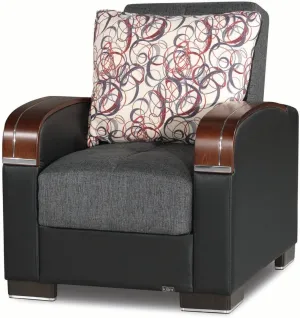 PrimeNest Mobilon Collection Upholstered Convertible Armchair with Storage, Grey