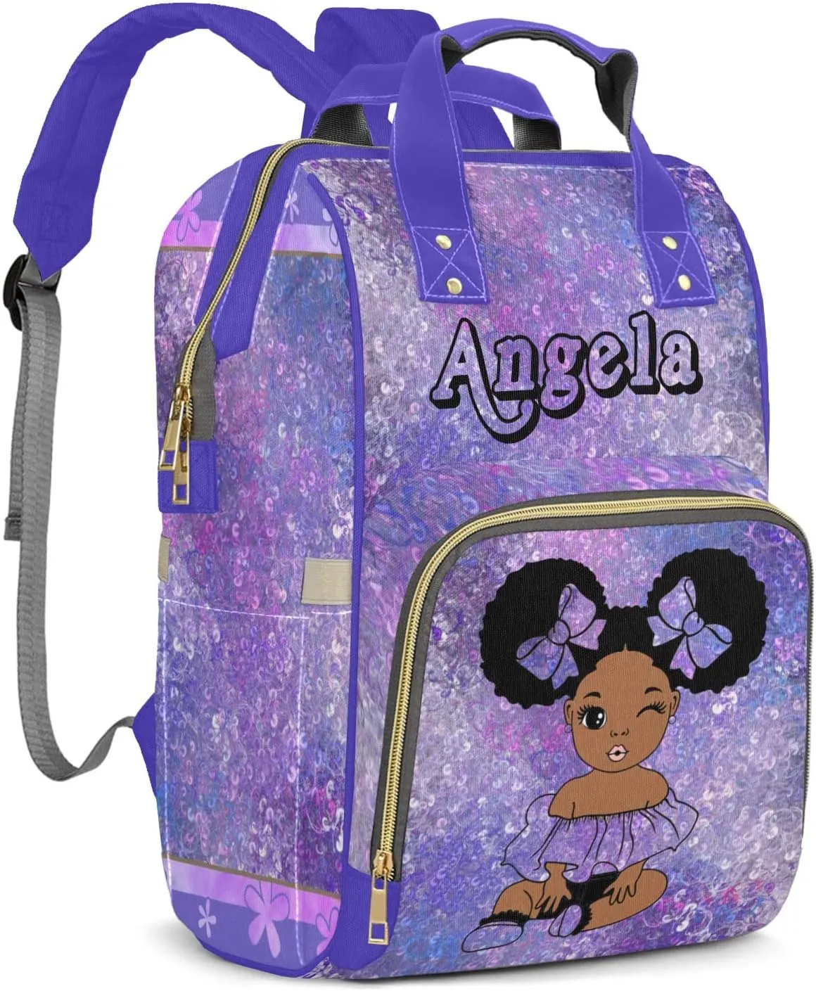 Purple Girl Mummy Bag Custom Personalized with Name Diaper Bag Backpacks Best Present