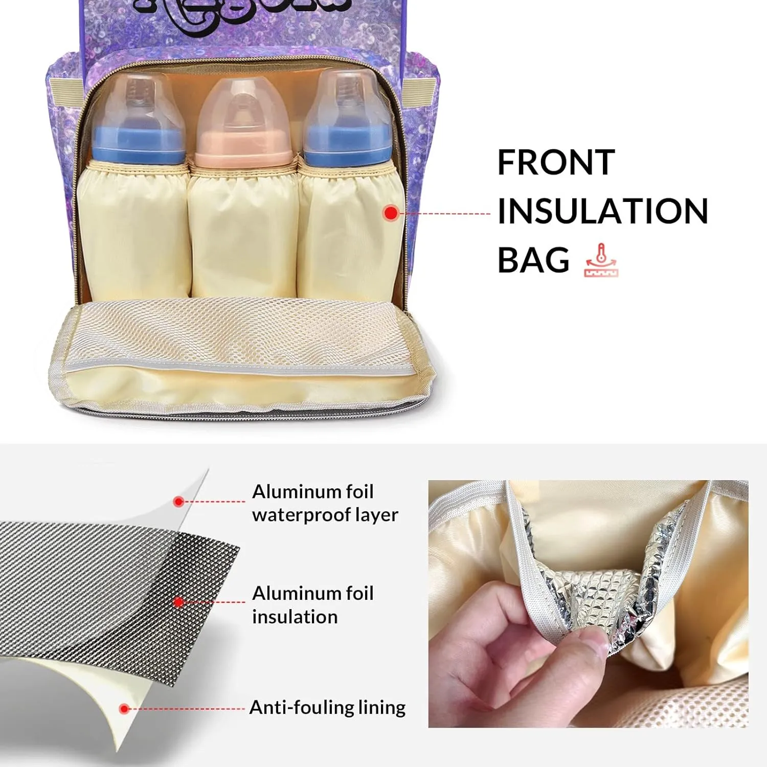 Purple Girl Mummy Bag Custom Personalized with Name Diaper Bag Backpacks Best Present