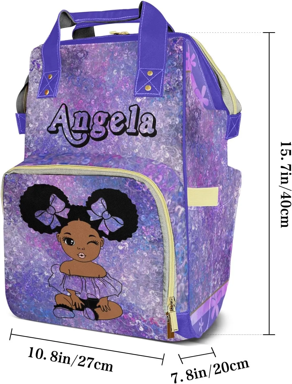 Purple Girl Mummy Bag Custom Personalized with Name Diaper Bag Backpacks Best Present