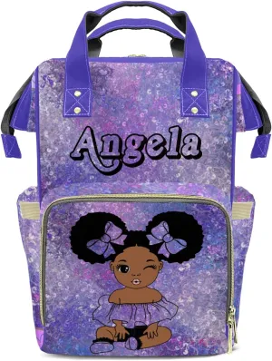 Purple Girl Mummy Bag Custom Personalized with Name Diaper Bag Backpacks Best Present