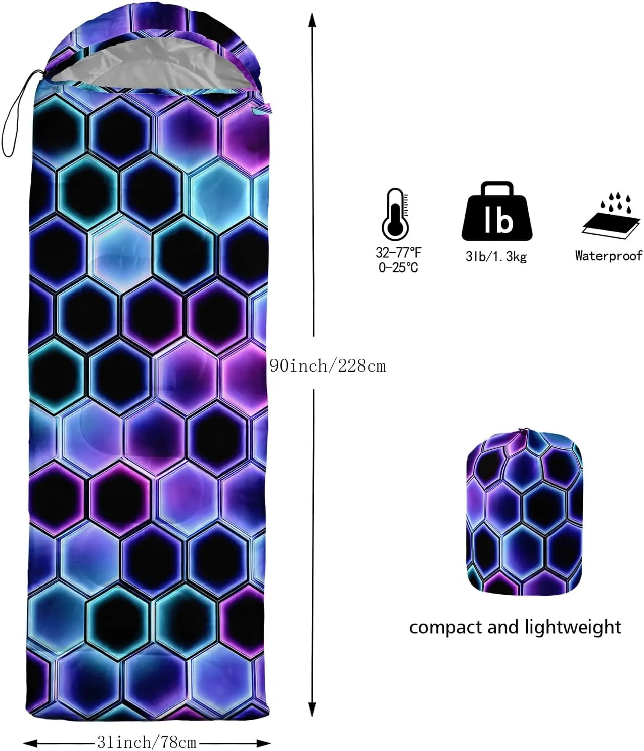 QOOMO Camping Sleeping Bags,3 Season Warm & Cool Weather,Lightweight,Waterproof Sleeping Bags for Adults & Kids,Traveling,and Outdoors,Camping Gear Equipment