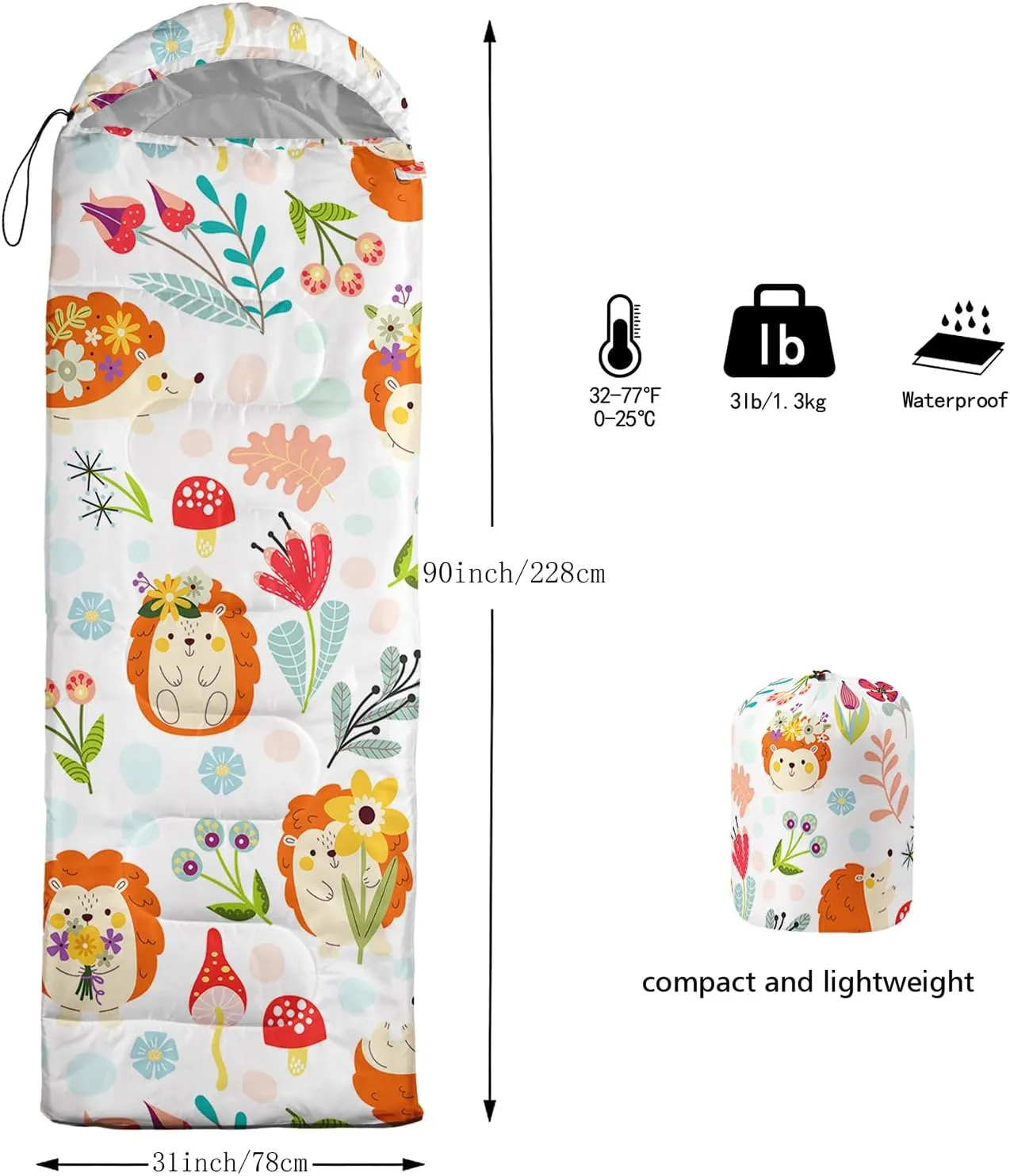 QOOMO Camping Sleeping Bags,3 Season Warm & Cool Weather,Lightweight,Waterproof Sleeping Bags for Adults & Kids,Traveling,and Outdoors,Camping Gear Equipment