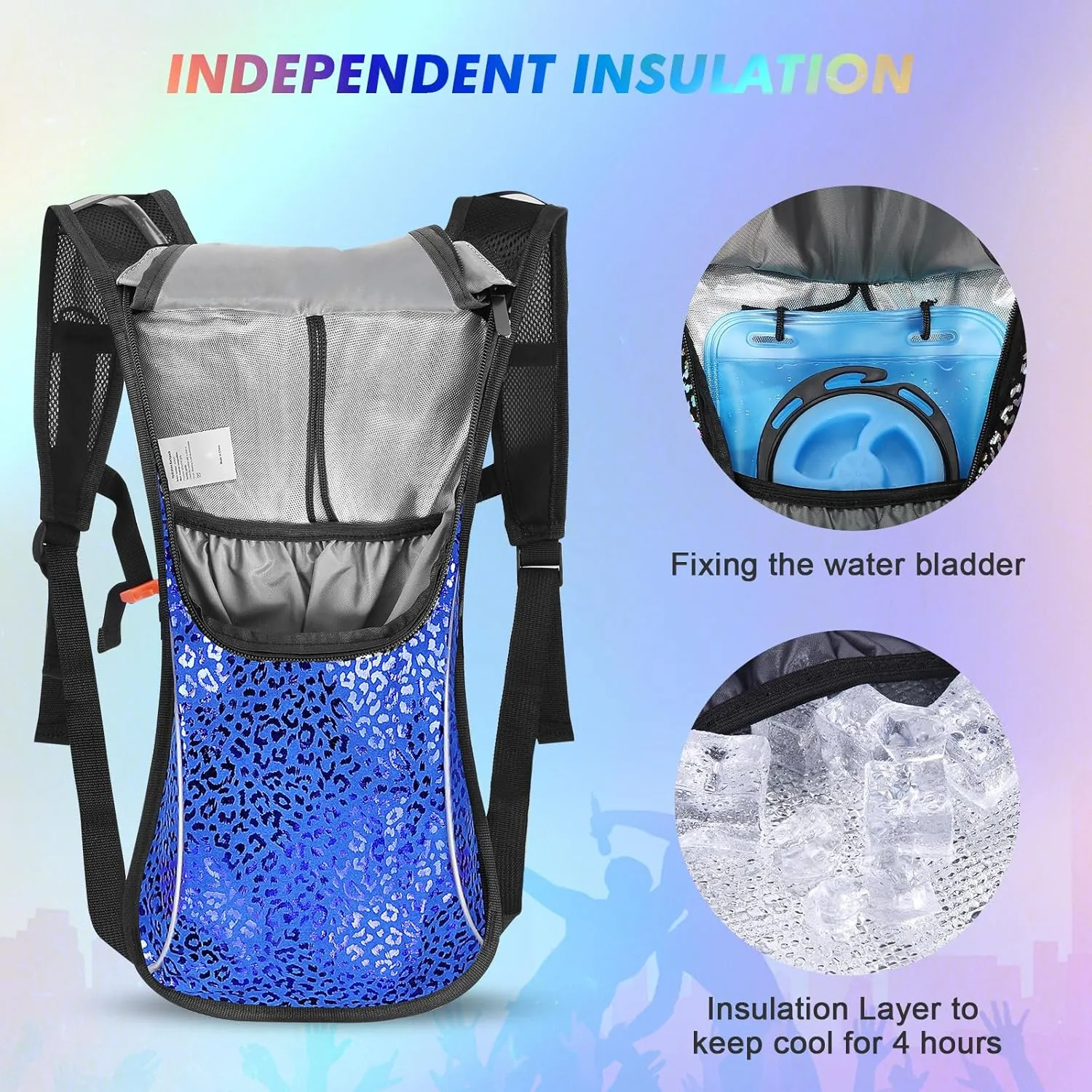 Rave Hydration Pack, Hydration Backpack with 2L Hydration Bladder, Festival Essential Water Backpack for Hiking, Running, Cycling, and Music Festivals