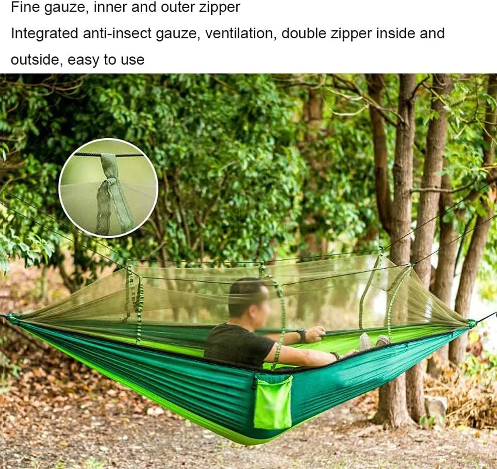 Recreation Parachute Cloth Hammock Outdoor Swing Field Anti-Rollover Anti-Mosquito Field Picnic Outdoor Camping Mosquito Net Hammock Gifts for Hikers