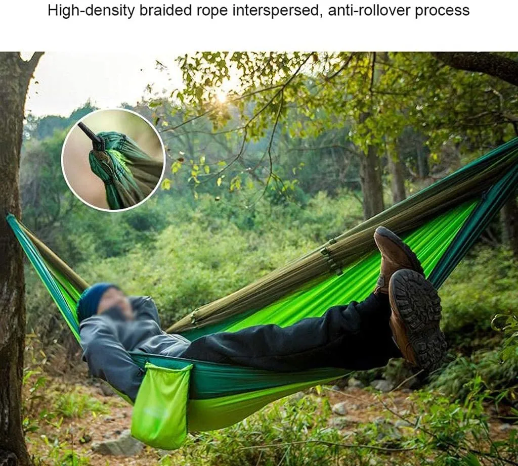 Recreation Parachute Cloth Hammock Outdoor Swing Field Anti-Rollover Anti-Mosquito Field Picnic Outdoor Camping Mosquito Net Hammock Gifts for Hikers