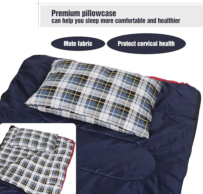 REDCAMP Small Camping Pillow Lightweight and Compressible, Flannel Travel Pillow with Removable Pillow Cover, 2 Pack