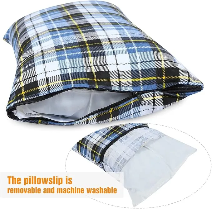 REDCAMP Small Camping Pillow Lightweight and Compressible, Flannel Travel Pillow with Removable Pillow Cover, 2 Pack