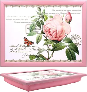 Redoute Rose Laptray Pierre-Joseph Redoute Lap Tray for Food Serving & Breakfast | Comfortable Lap Trays with Bean Bag Cushion | Durable Lap Trays for Eating On Lap for Adults