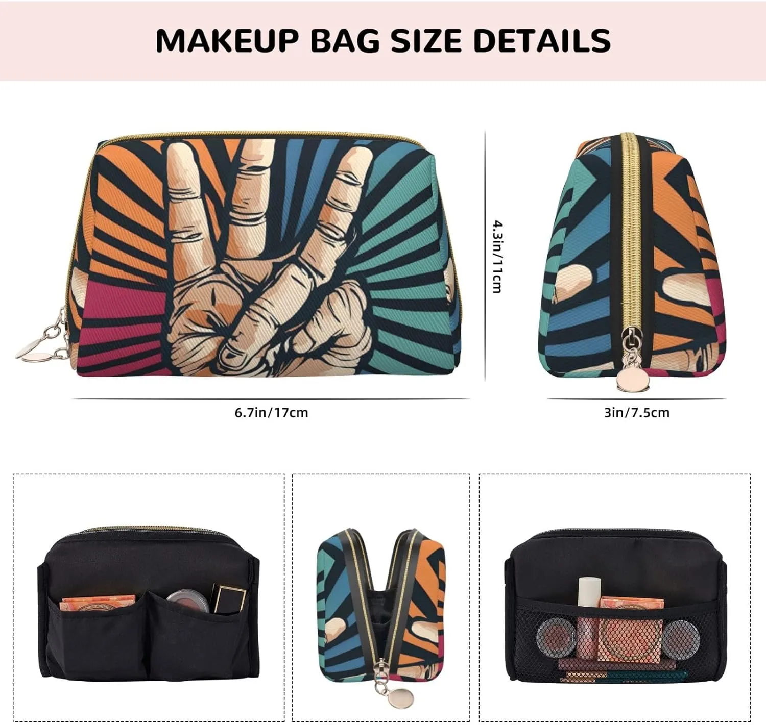 Rock And Roll Advanced Leather Portable Cosmetic Bag-Elegant And Compact Design, Suitable For Daily Use