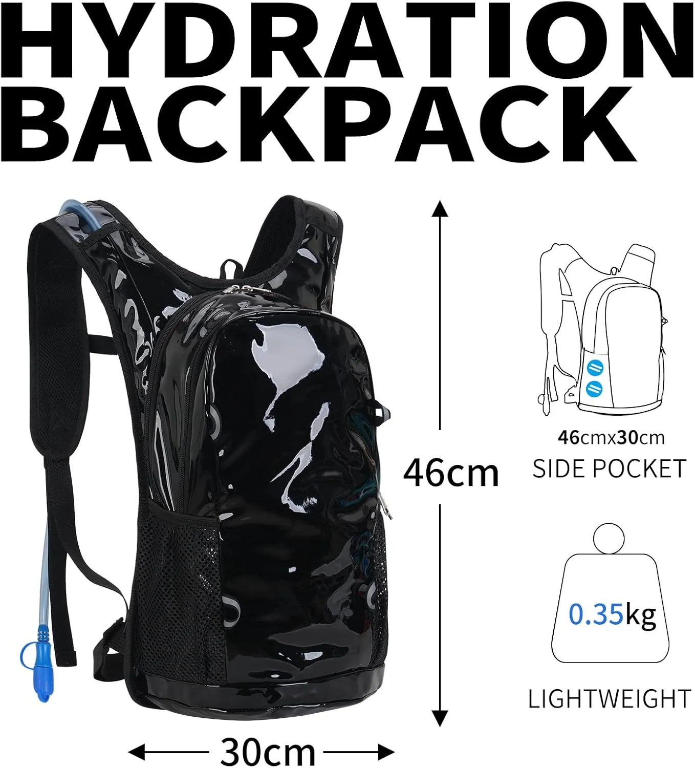 Roptat Hydration Backpack Pack with 2L Hydration Bladder - Lightweight Water Backpack Water Pouch for Women Men Running Riding Biking Music Festival