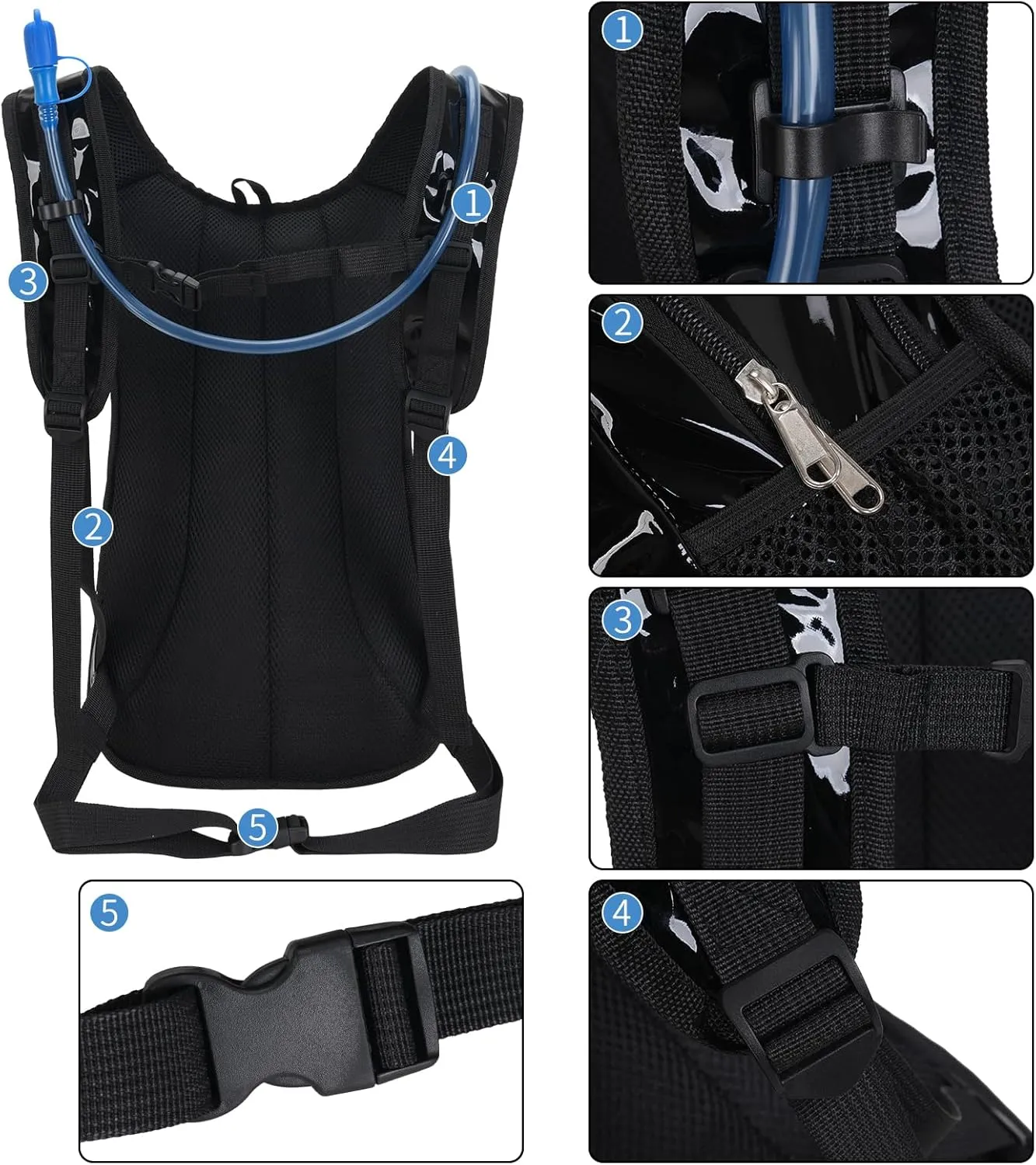 Roptat Hydration Backpack Pack with 2L Hydration Bladder - Lightweight Water Backpack Water Pouch for Women Men Running Riding Biking Music Festival