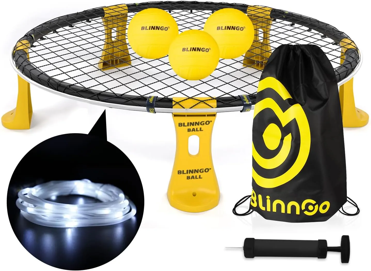 Roundnet Game Set with Balls and Patented Net, Lawn, Beach, Backyard Outdoor Game for Adults and Family