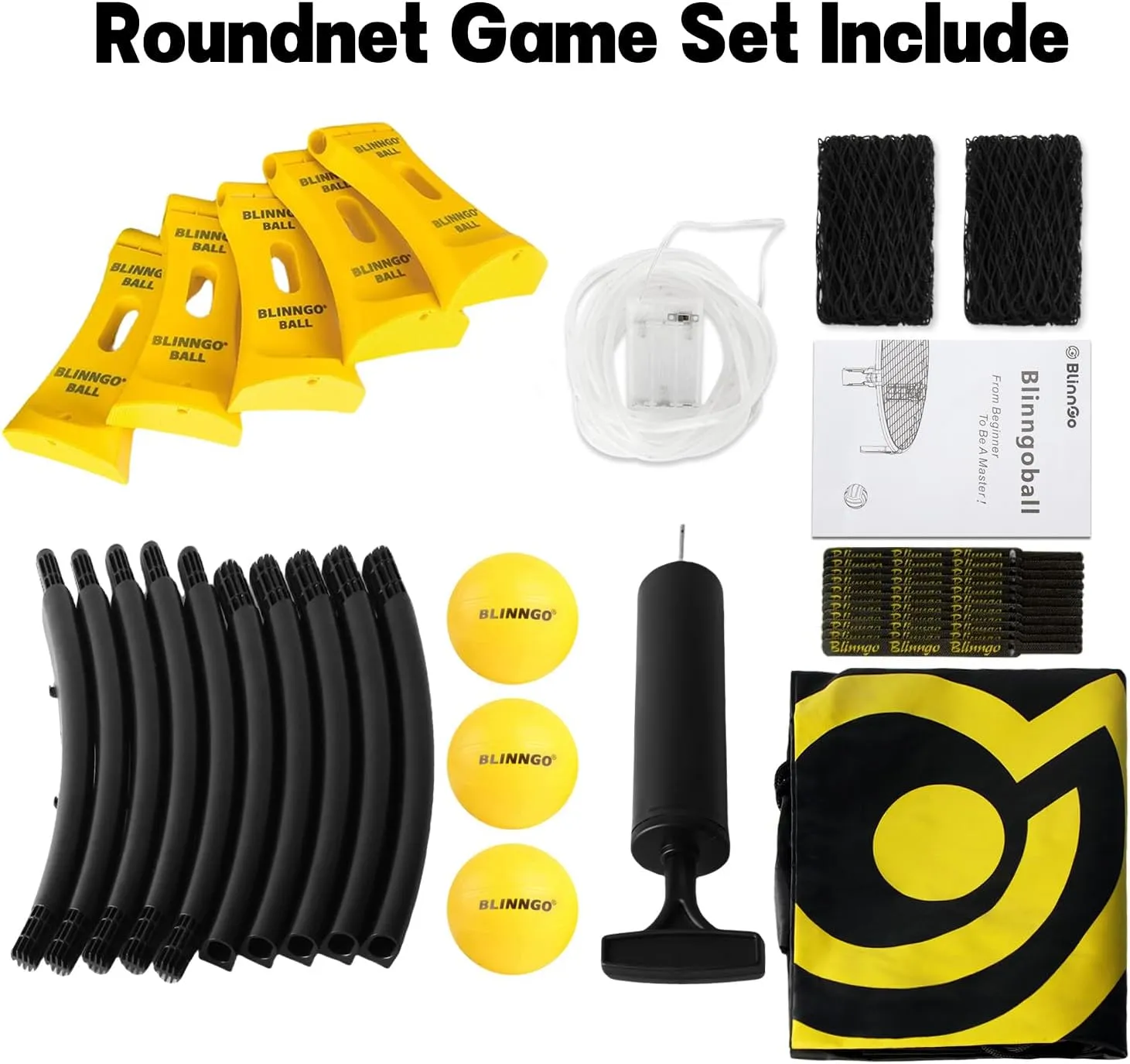 Roundnet Game Set with Balls and Patented Net, Lawn, Beach, Backyard Outdoor Game for Adults and Family