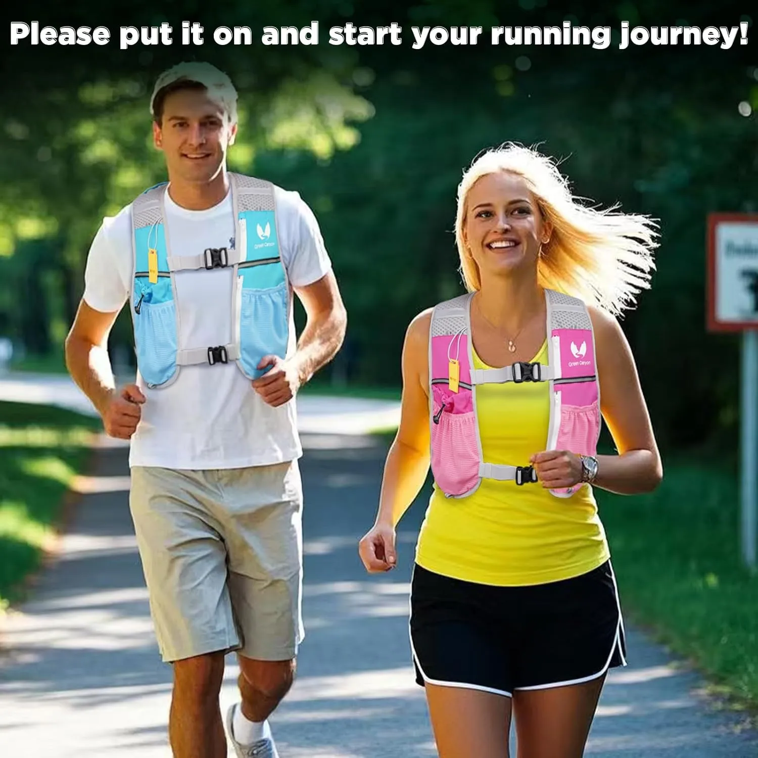 Running Hydration Vest for Women Men: Adjustable Hydration Pack Backpack with 500ml Soft Flask, Lightweight Breathable Running Water Vest for Marathon Jogging Cycling Hiking