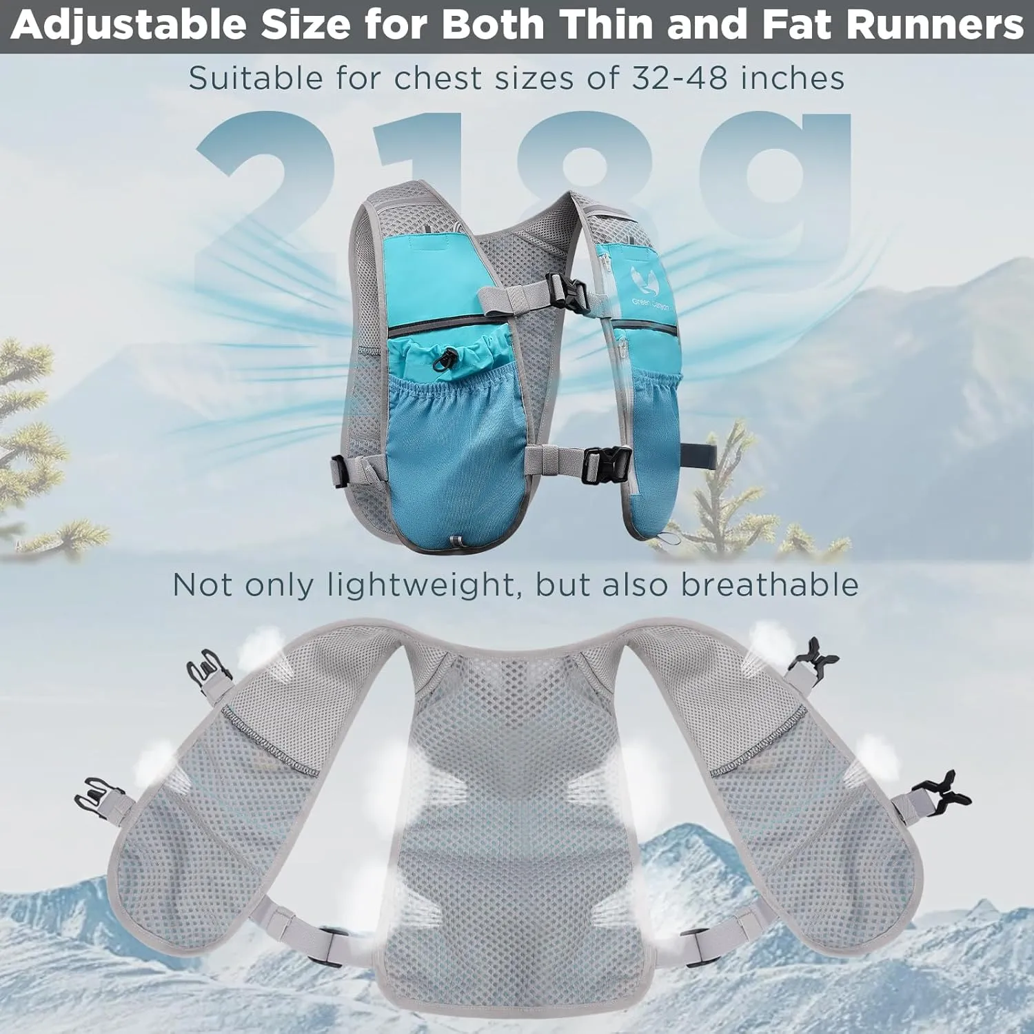 Running Hydration Vest for Women Men: Adjustable Hydration Pack Backpack with 500ml Soft Flask, Lightweight Breathable Running Water Vest for Marathon Jogging Cycling Hiking