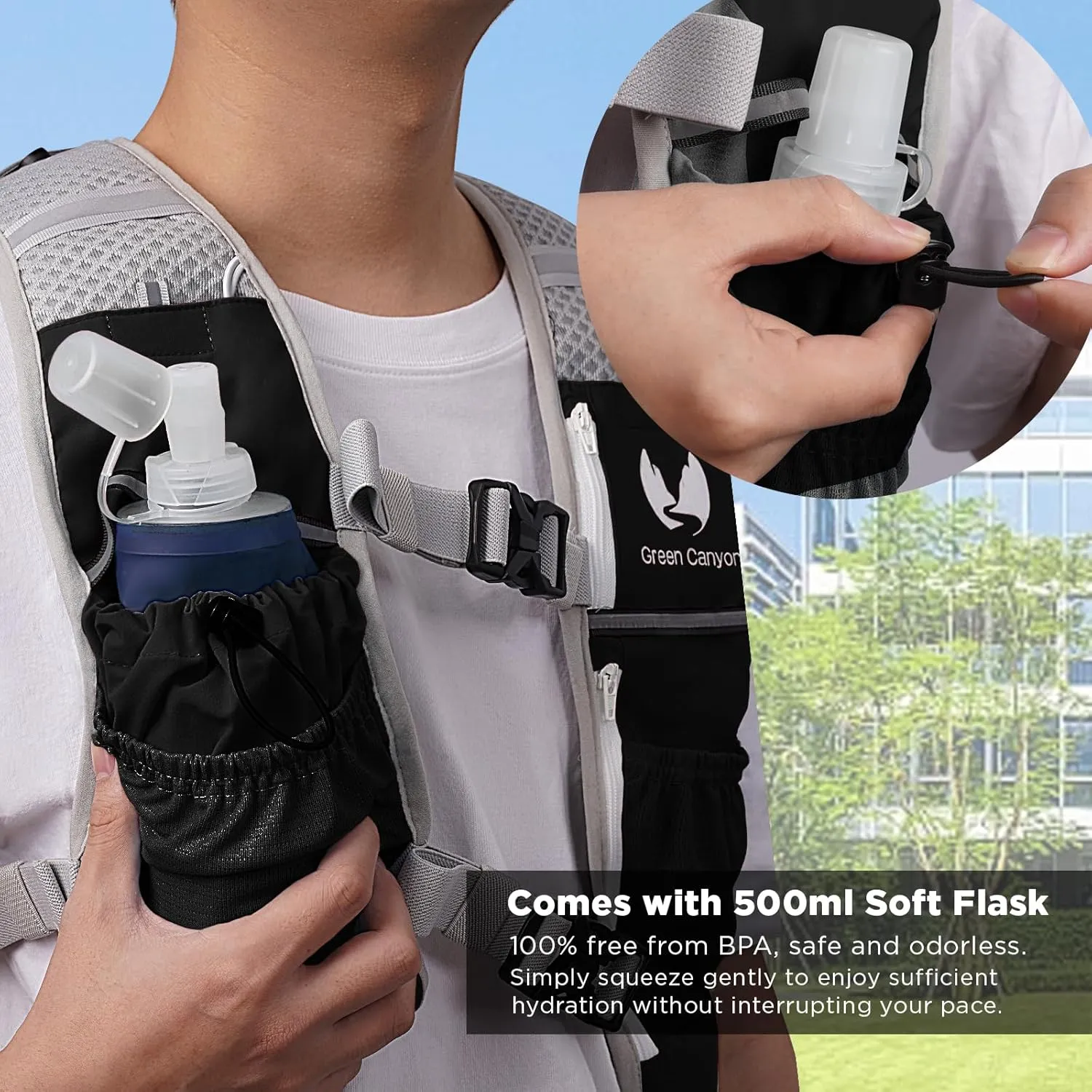 Running Hydration Vest for Women Men: Adjustable Hydration Pack Backpack with 500ml Soft Flask, Lightweight Breathable Running Water Vest for Marathon Jogging Cycling Hiking