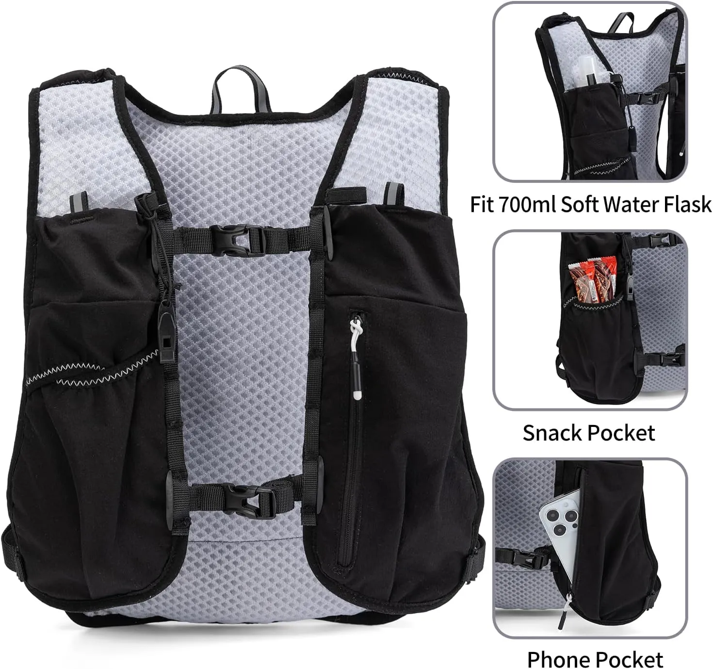 Running Vest for Women and Men Lightweight Hydration Backpack Pack with 1.5L Water Bladder Bag Running Gear Accessories for Hiking Trail Cycling Marathon