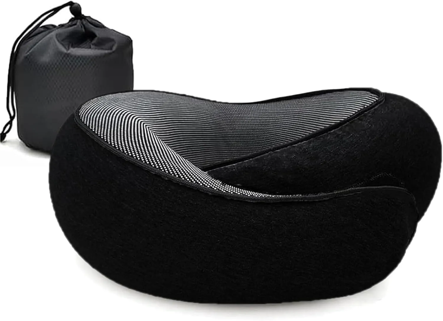 RURING Travel Pillows for Airplanes, Travel Neck Pillow Travel Pillow, Neck Pillow Airplane Memory Foam 360 Degree Support Stowable Pillows for Airplanes Offices and Cars (Black)