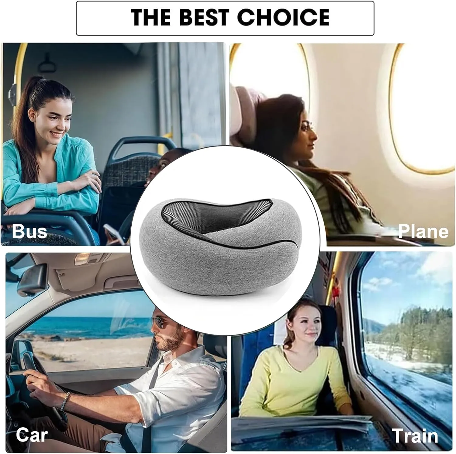RURING Travel Pillows for Airplanes, Travel Neck Pillow Travel Pillow, Neck Pillow Airplane Memory Foam 360 Degree Support Stowable Pillows for Airplanes Offices and Cars (Black)