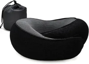 RURING Travel Pillows for Airplanes, Travel Neck Pillow Travel Pillow, Neck Pillow Airplane Memory Foam 360 Degree Support Stowable Pillows for Airplanes Offices and Cars (Black)