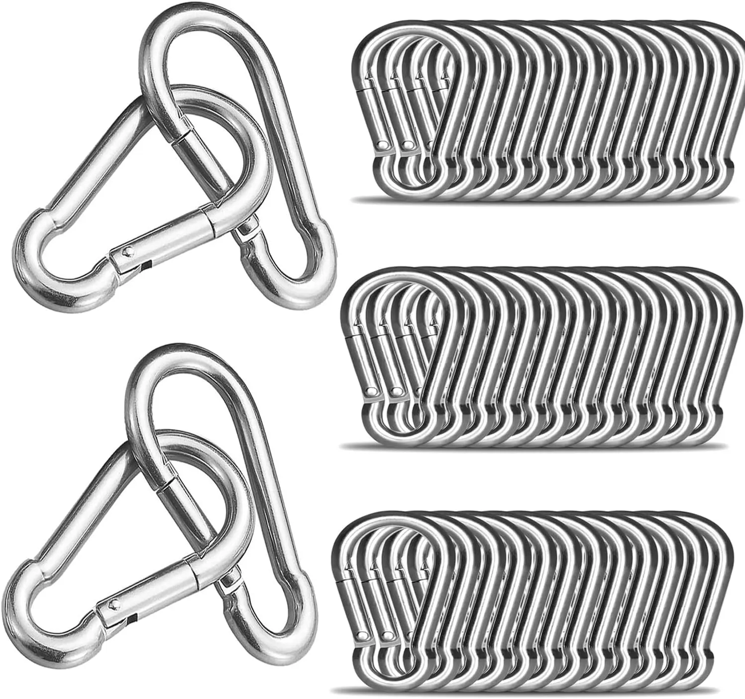 Safety Spring Snap Hooks, 2Inch 3Inch 4Inch Carabiner Quick Link Snap Hooks for Camping Hiking, 550LBS Holding Capacity Heavy Duty Steel Carabiner Clip Buckle for Swing Hammock Gym Outdoor
