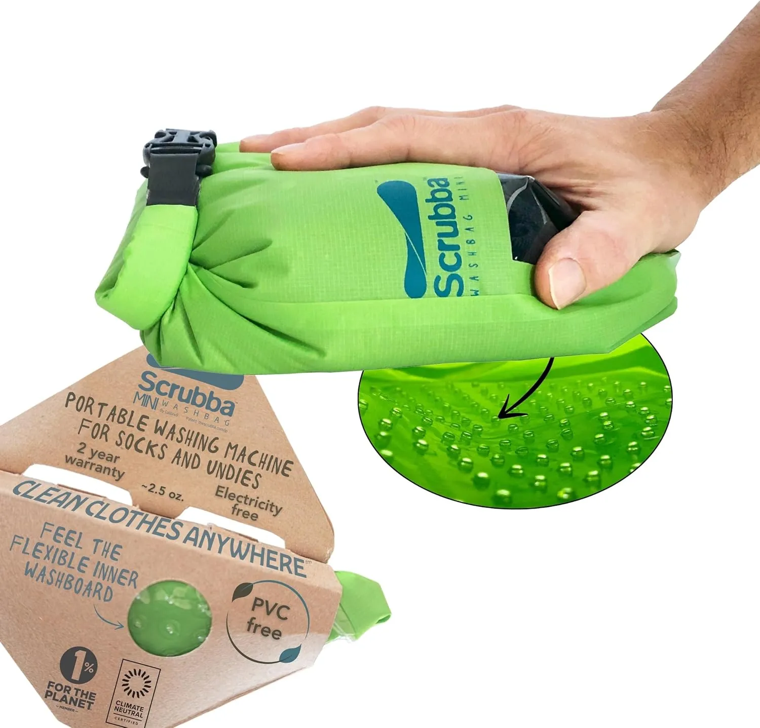 Scrubba Wash Bag MINI Ultra-Compact Washing Machine - Ideal for Travel, Camping & Hiking | Portable Washer & Dry Bag, 50% smaller than original Scrubba